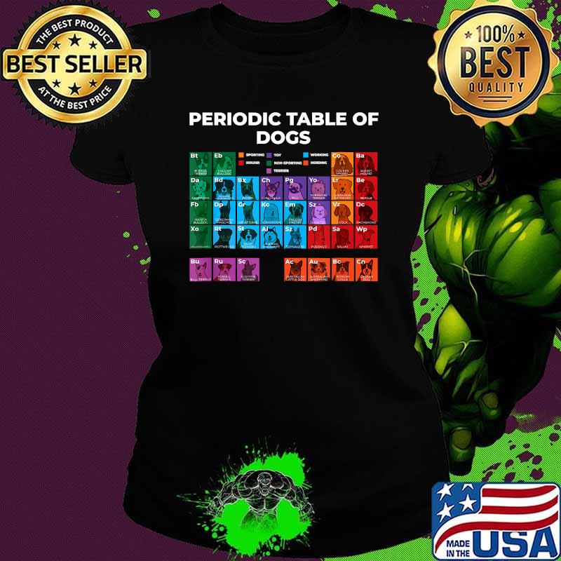 Dog Periodic Table of Elements Unique Graphic T-Shirt Ladies tee Dog Periodic Table of Elements Unique Graphic T-Shirt Ladies tee