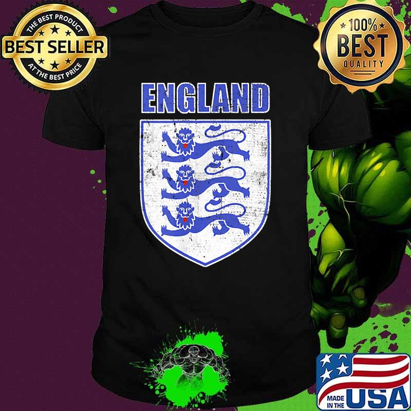 England Three Heraldic Lions Crest Escutcheon Flag Retro T-Shirt