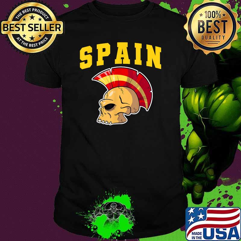 España Flag Color Mohawk Skull National Team Supporter Spain T-Shirt