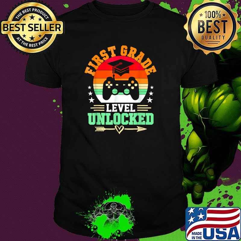 First Grade Level Unlocked Video Gamer Back To School Vintage T-Shirt