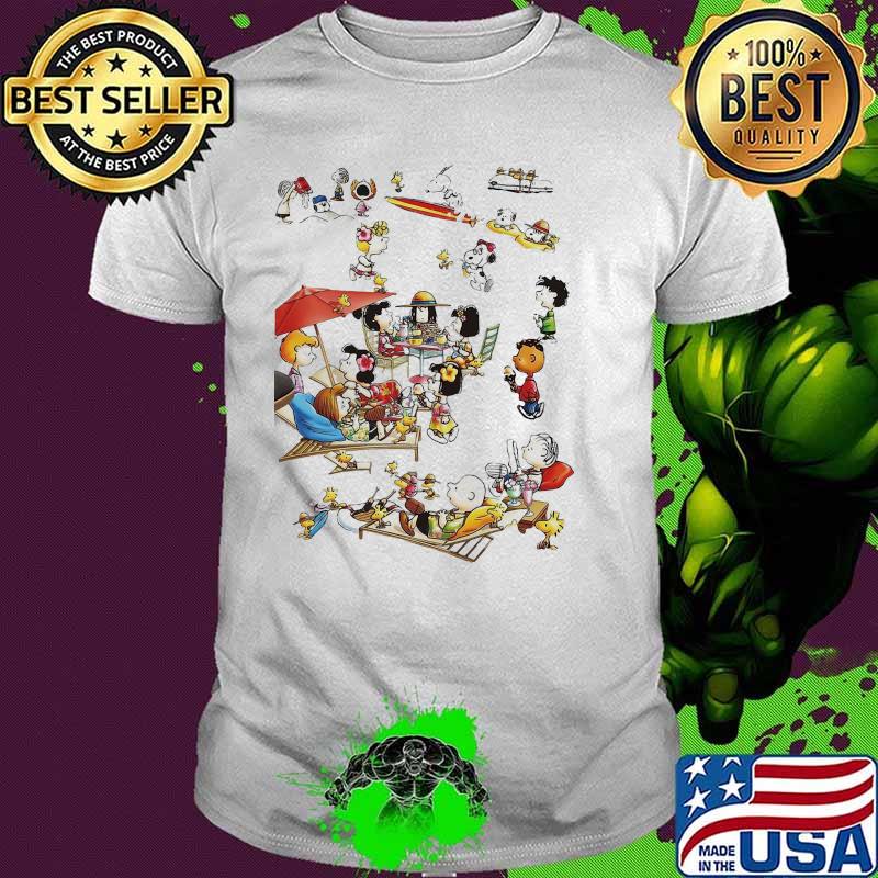 Friends peanuts playing beach summer shirt
