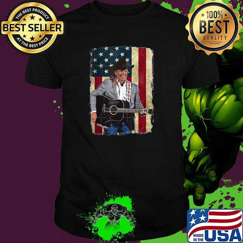 Graphic Damn Strait Love Music American Flag Shirt