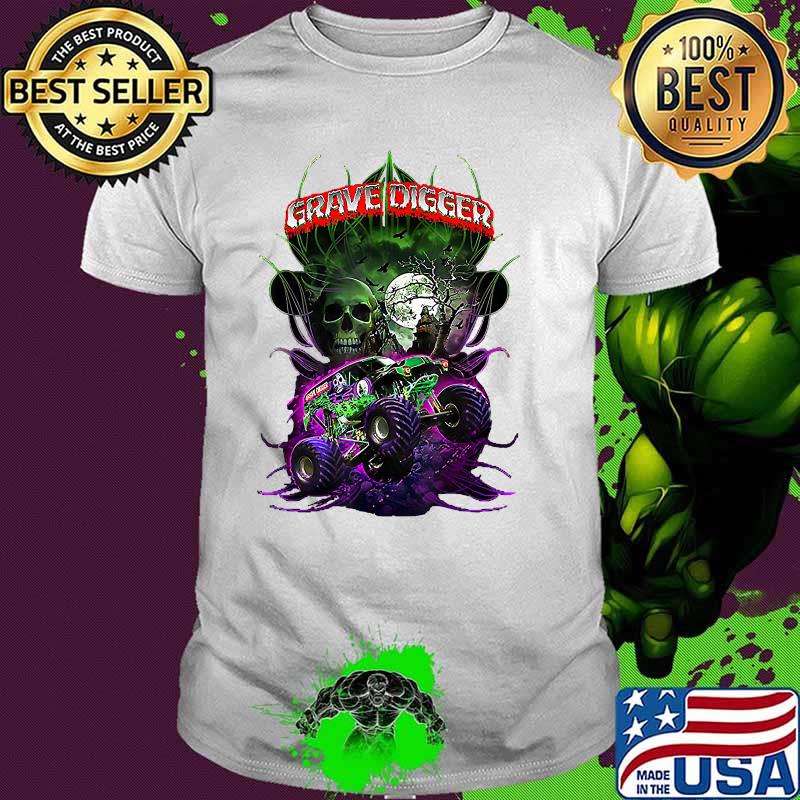 Grave diggers skull truck moon halloween T-Shirt