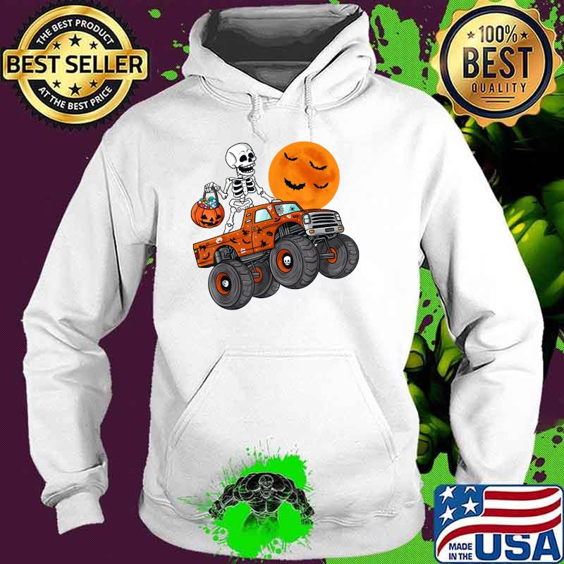 Halloween Skeleton Riding Monster Truck Skull Shirt Hoodie Halloween Skeleton Riding Monster Truck Skull Shirt Hoodie