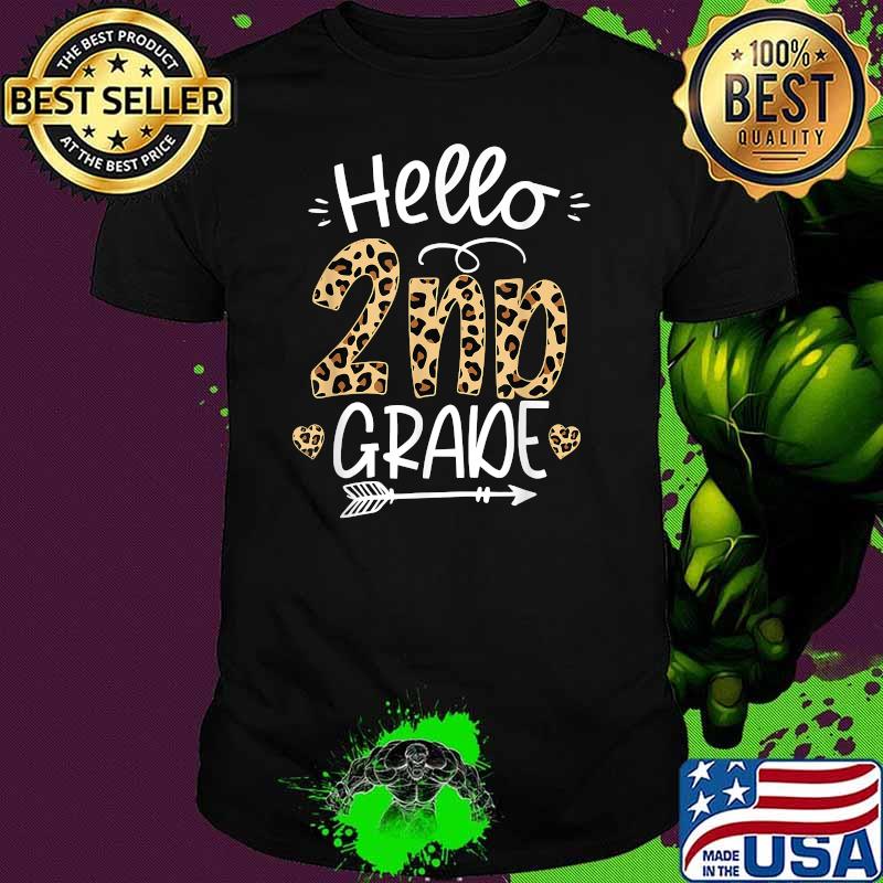Hello 2nd Grade Leopard Teacher Students Back To School T-Shirt