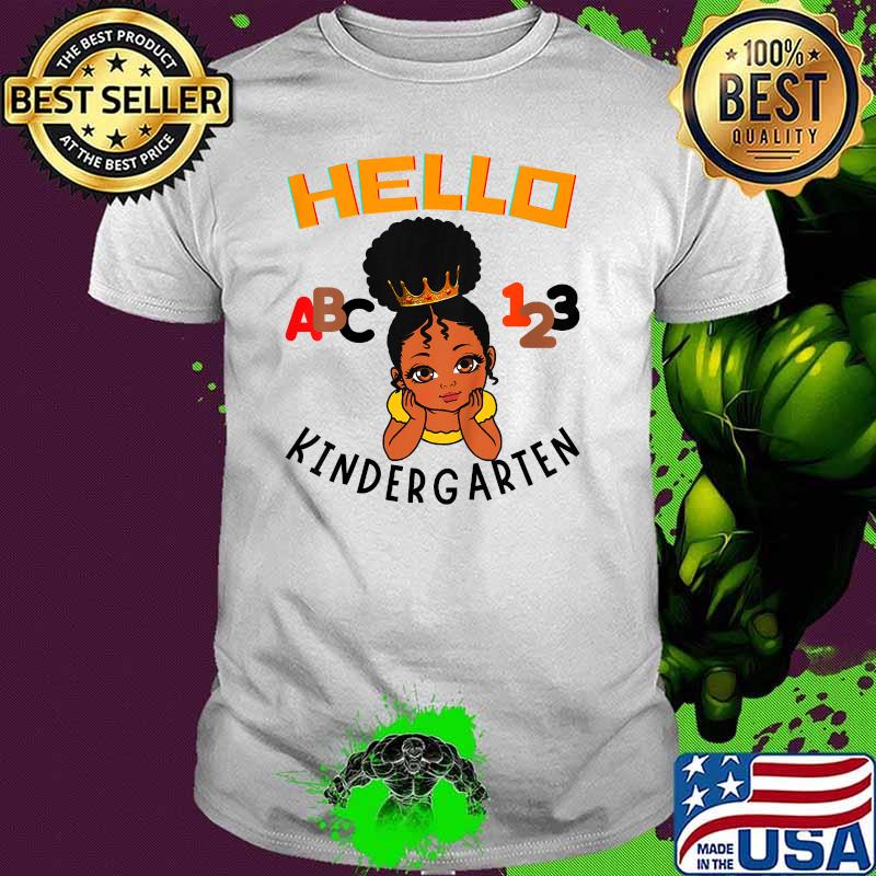 Hello Kindergarten ABC Brown Princess 123 Toddler Black Girl Shirt