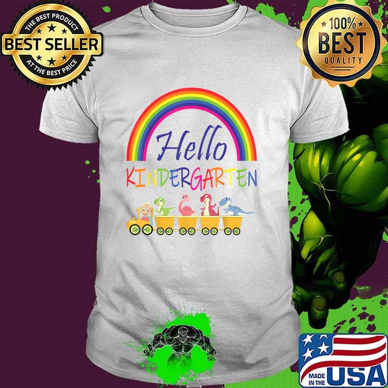 Hello Kindergarten Rainbow Dinosaur Team Back to School T-Shirt