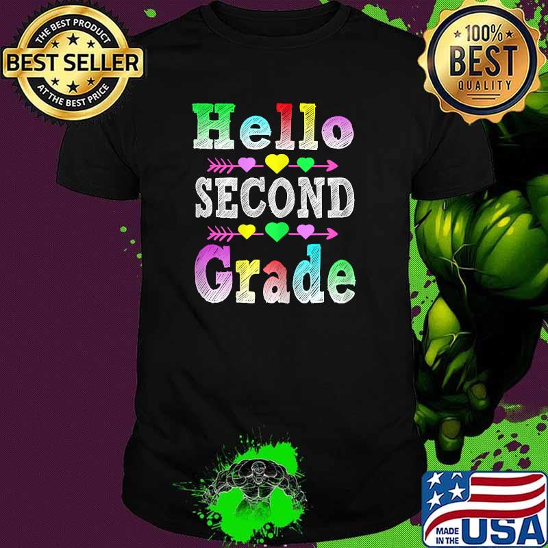 Hello Second Grade Back To School Girl Student Teacher Hearts T-Shirt