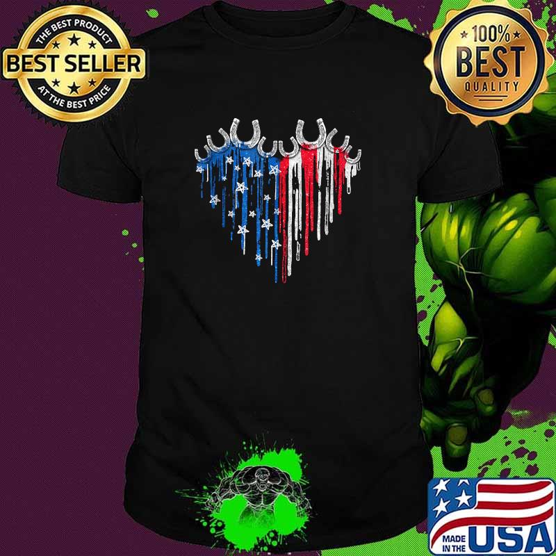 Horseshoes Heart American Flag Independence Day Shirt