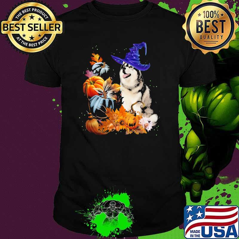 Husky Fall Night Halloween Pumkin Shirt