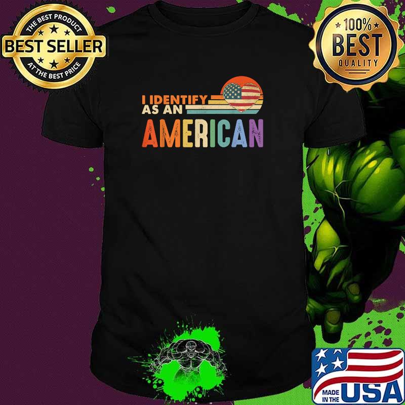 I Identify As An American Heart Usa Flag Vintage T-Shirt