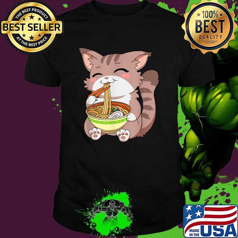 Japanese Kawaii Anime Cat Ramen Noodles T-Shirt