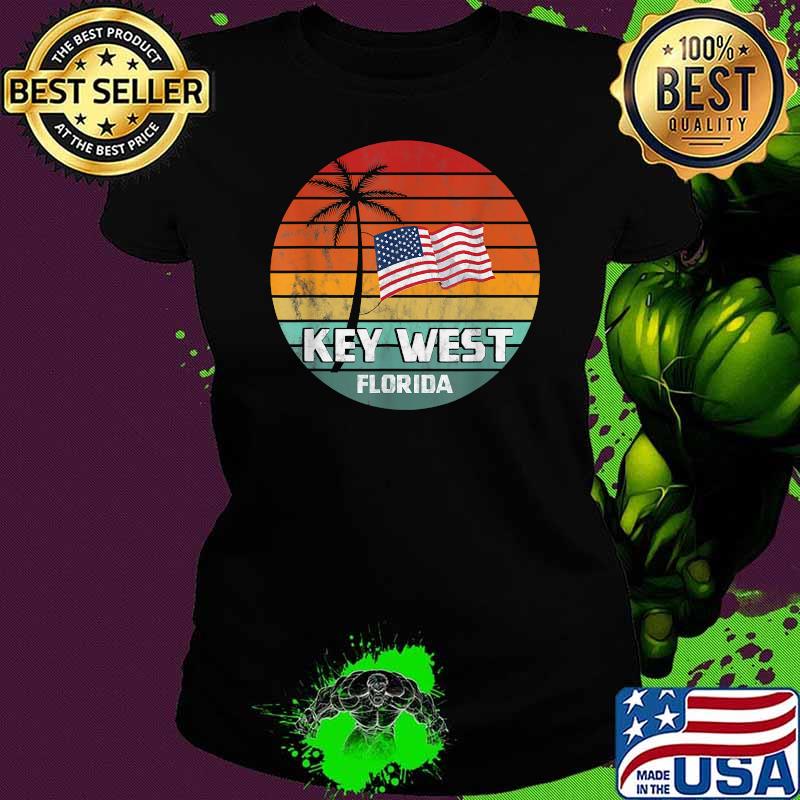 Key West Florida FL Vintage American Flag July 4th T-Shirt Ladies tee Key West Florida FL Vintage American Flag July 4th T-Shirt Ladies tee