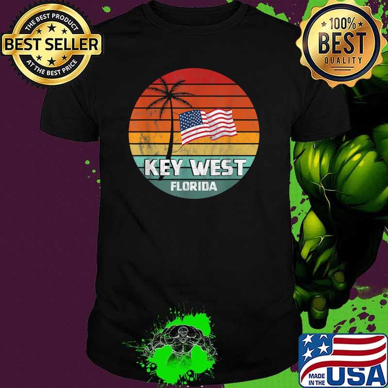 Key West Florida FL Vintage American Flag July 4th T-Shirt