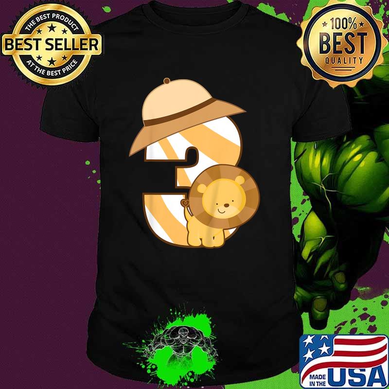 Kids 3rd Birthday Safari Jungle Lion 3 Year Old Shirt