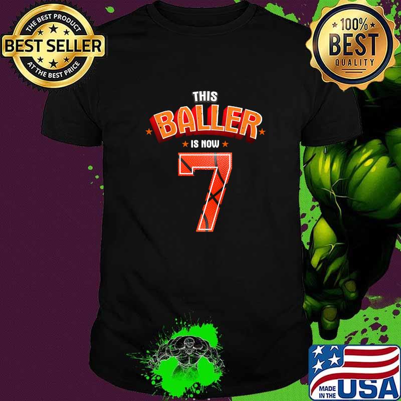 Kids Basketball Boys 7th Birthday This Baller Is Now 7 T-Shirt