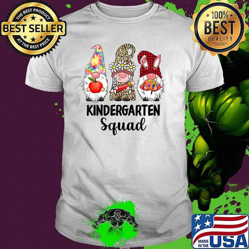 Kindergarten Squad Gnome Student Squad Leopard Back to Schoo T-Shirt Kindergarten Squad Gnome Student Squad Leopard Back to Schoo T-Shirt