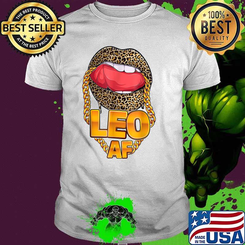 Leo Af Girl Juicy Lips leopard Astrology Zodiac T-Shirt