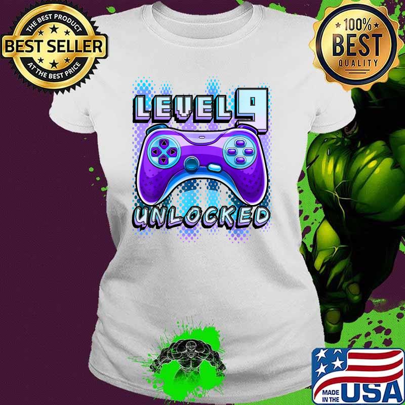 Level 9 Unlocked Video Game 9th Birthday Gamer T-Shirt Ladies tee Level 9 Unlocked Video Game 9th Birthday Gamer T-Shirt Ladies tee
