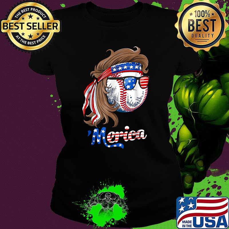Merica Baseball Mullet 4th Of July American Flag Fathers Day T-Shirt Ladies tee Merica Baseball Mullet 4th Of July American Flag Fathers Day T-Shirt Ladies tee