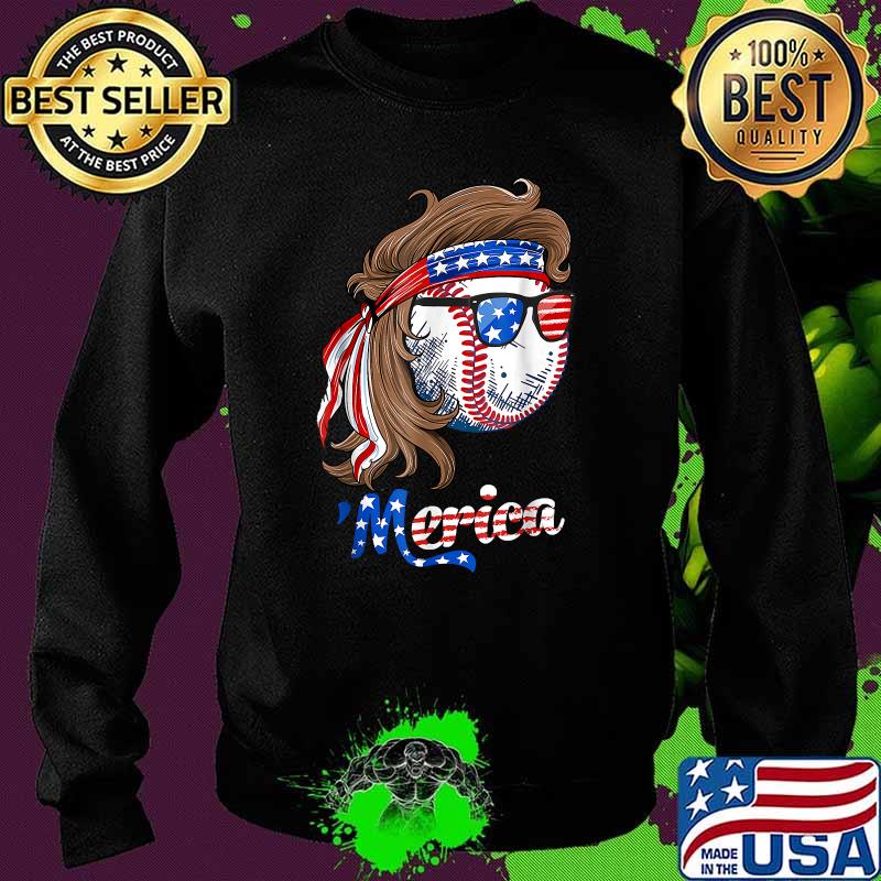 Merica Baseball Mullet 4th Of July American Flag Fathers Day T-Shirt Sweater Merica Baseball Mullet 4th Of July American Flag Fathers Day T-Shirt Sweater