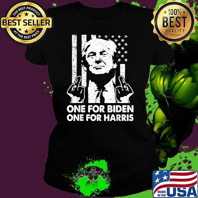 One for biden one for harris Trump Middle Finger American Flag Republican T-Shirt Ladies tee One for biden one for harris Trump Middle Finger American Flag Republican T-Shirt Ladies tee