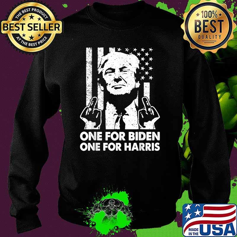 One for biden one for harris Trump Middle Finger American Flag Republican T-Shirt Sweater One for biden one for harris Trump Middle Finger American Flag Republican T-Shirt Sweater