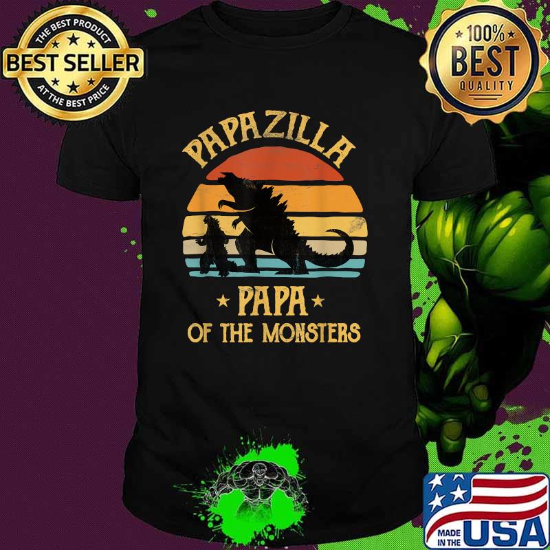 Papazilla Papa Of Monsters Grandpa Halloween Christmas Vintage T-Shirt
