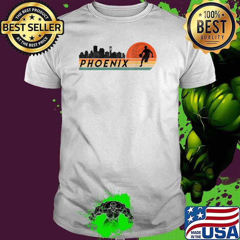 Phoenix AZ Cityscape Retro Sun Basketball Fans Shirt