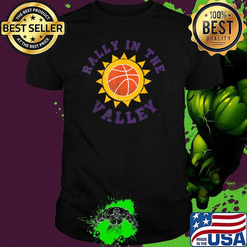 Rally In The Valley Phoenix Flaming Basketball Retro Sunset Shirt