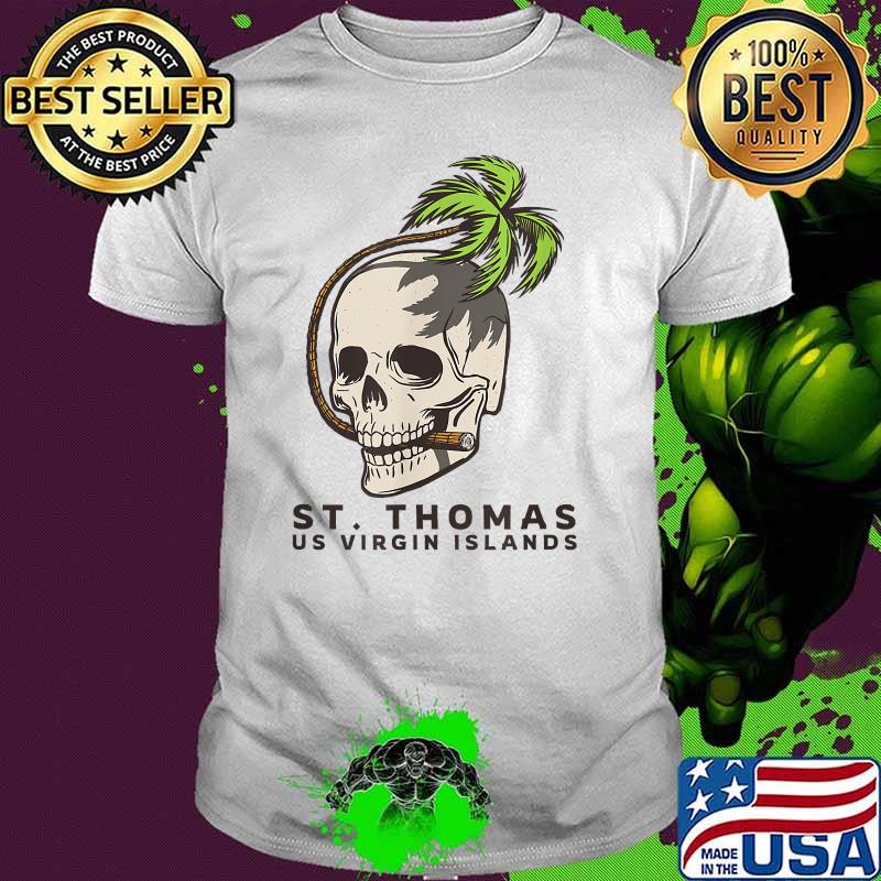 St. Thomas USVI Palm Fronds Skull Shirt