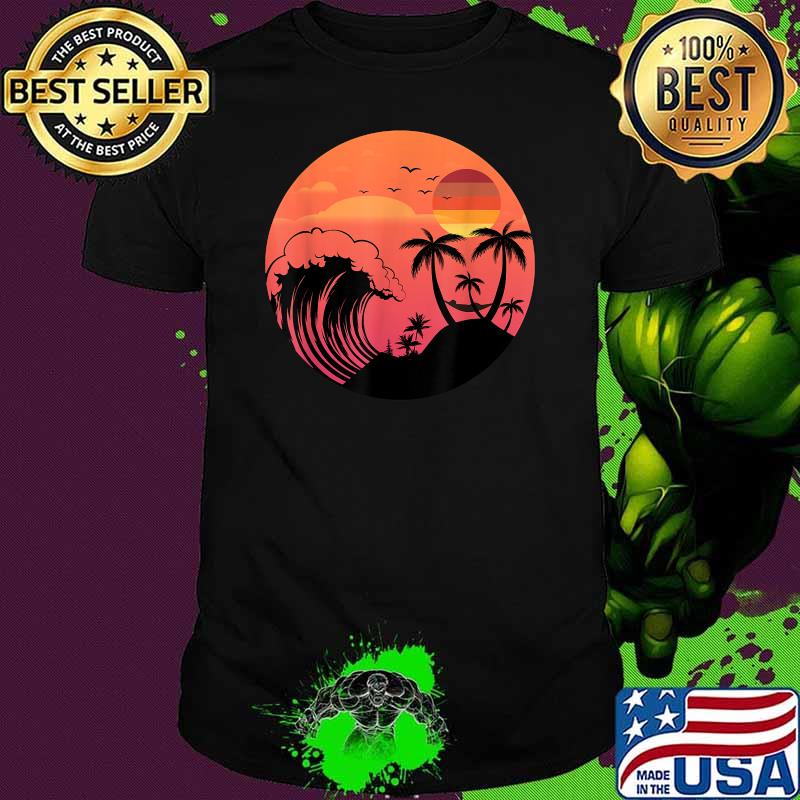 Summer Ocean Palm Trees Retro Vintage Beach Surf Sunset Shirt