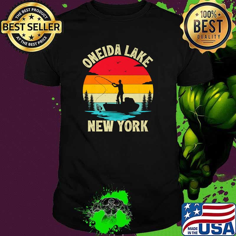 Summer Vacation Fishing Vintage Retro New York Oneida Lake Premium T-Shirt