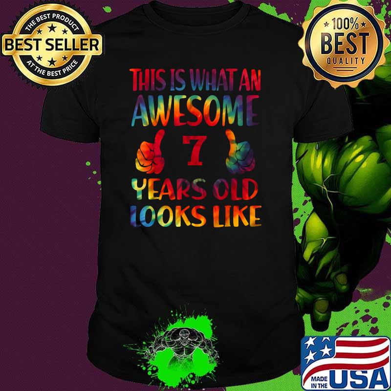 This is what an awesome 7 years old looks like, 7th Birthday Colorfuls T-Shirt