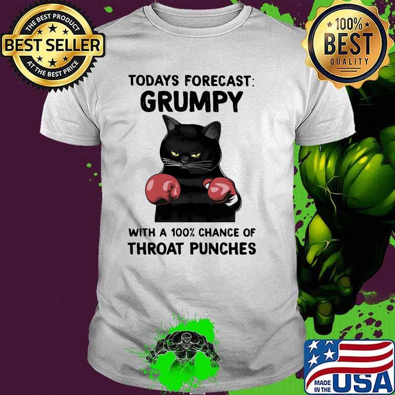 Todays Forecast Grumpy With A 100% Chance Of Throat Punches Cat Boxing Shirt