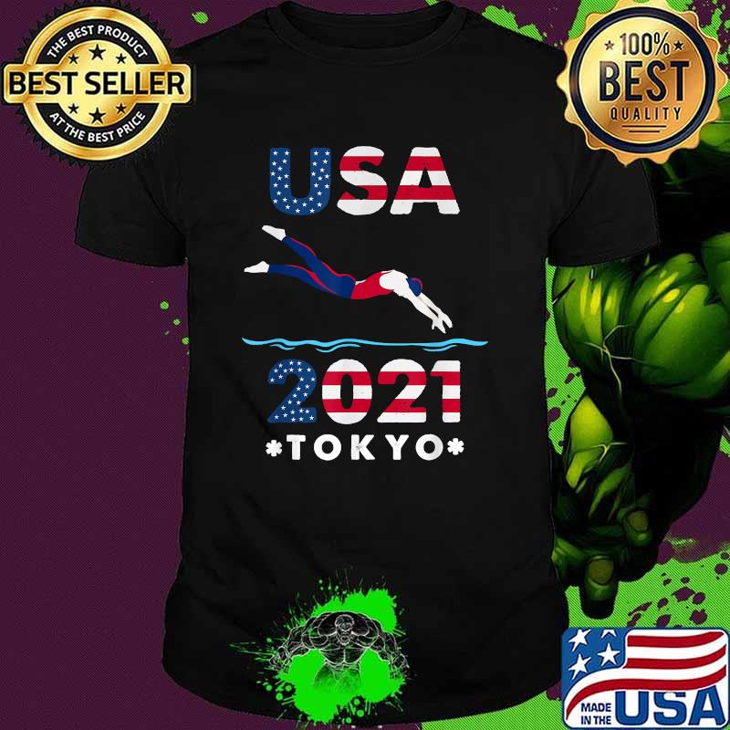 USA 2021 Swimming America Flag Japan Tokyo United States T-Shirt