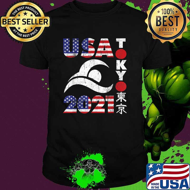 USA Tokyo 2021 Swimming American Flag T-Shirt