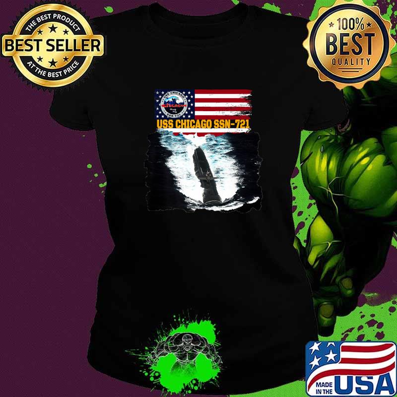 USS Chicago SSN-721 Submarine Veterans Day American Flag Premium T-Shirt Ladies tee USS Chicago SSN-721 Submarine Veterans Day American Flag Premium T-Shirt Ladies tee