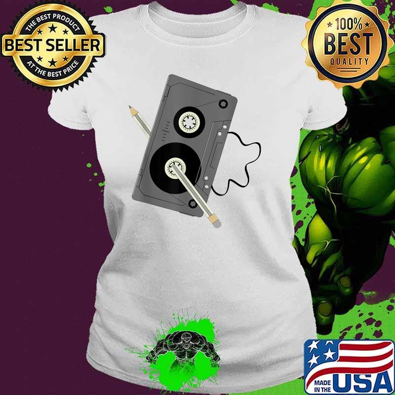 Vintage Music 80s 90s A Cassette Tape With Pencil Winding Up Shirt Ladies tee Vintage Music 80s 90s A Cassette Tape With Pencil Winding Up Shirt Ladies tee