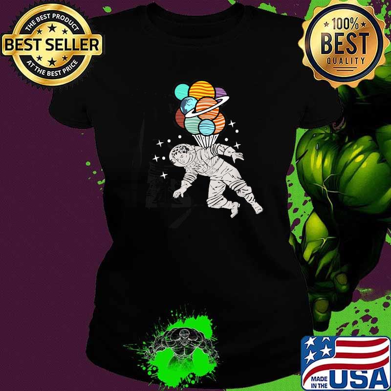 Vintage Retro Planet Balloons Astronaut Shirt Ladies tee Vintage Retro Planet Balloons Astronaut Shirt Ladies tee