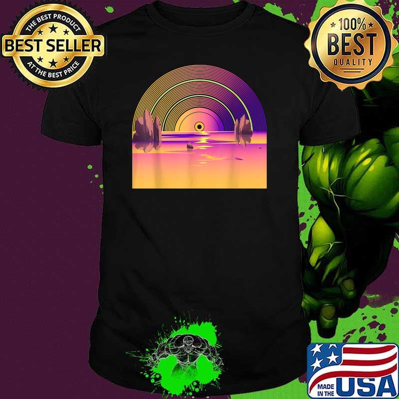 Vinyl LP Music Record Sunset Vintage Retro Disco Music Shirt
