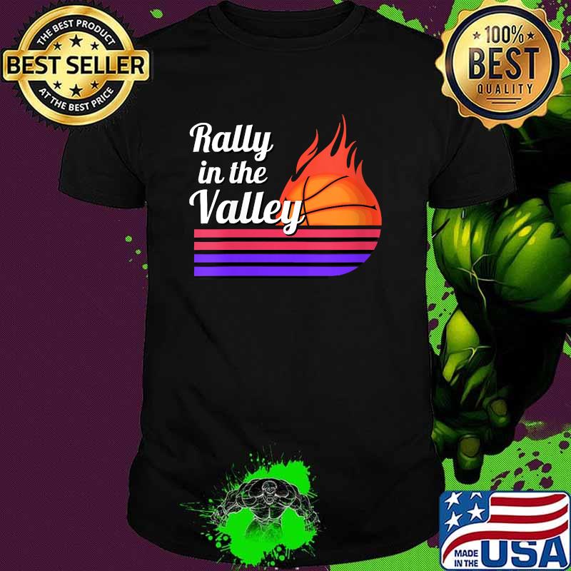 Womens Rally In The Valley Phoenix Flaming Basketball Retro Sunset Shirt