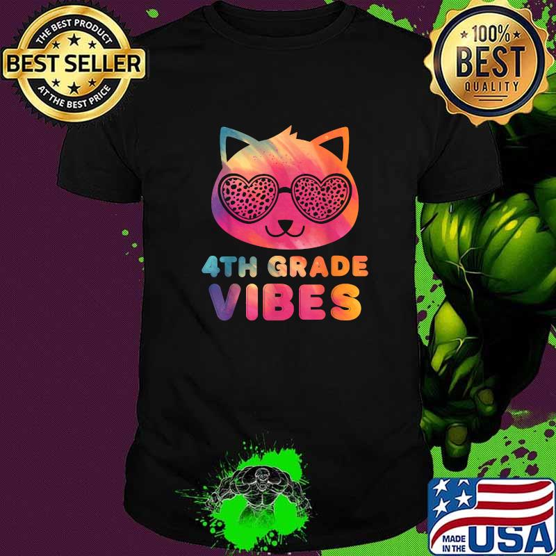 4th Grade Vibes Colorful Cat Kitty Girl Leopard Eyes T-Shirt