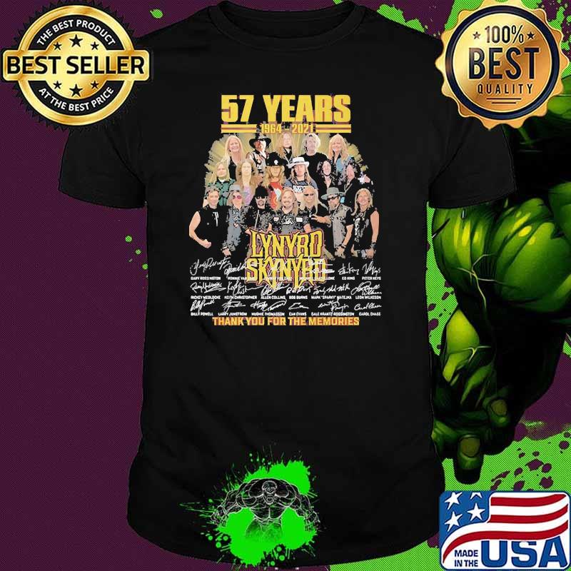 57 years 1964 2021 lynyrd skynyrd thank you for the memories signatures shirt