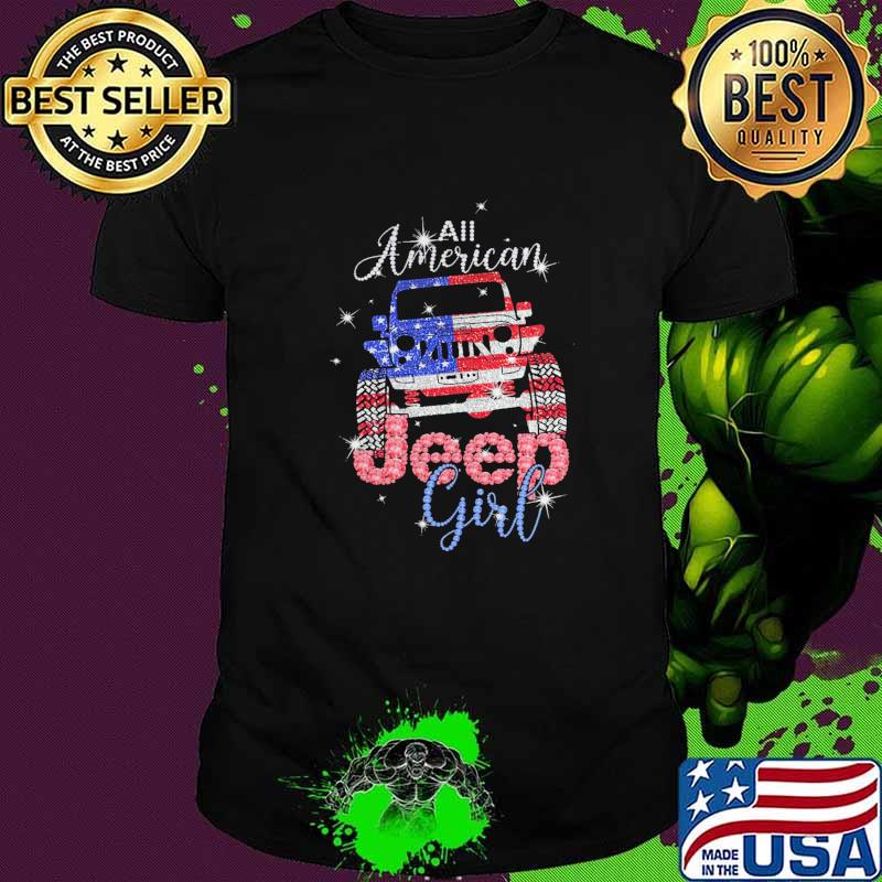 All American Jeep Girl USA Flag Shirt