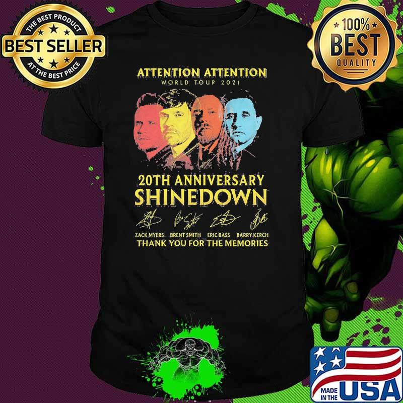 Attention world tour 2021 20th anniversary shinedown thank you for the memories signatures shirt