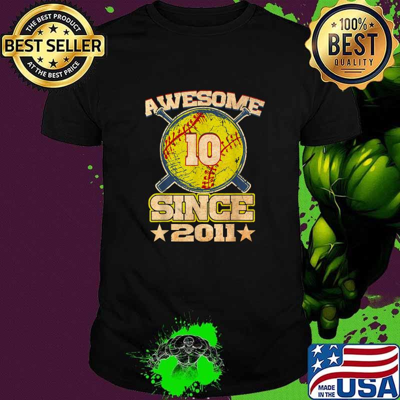 Awesome 10th Birthday Softball Lover 10 since 2011 T-Shirt