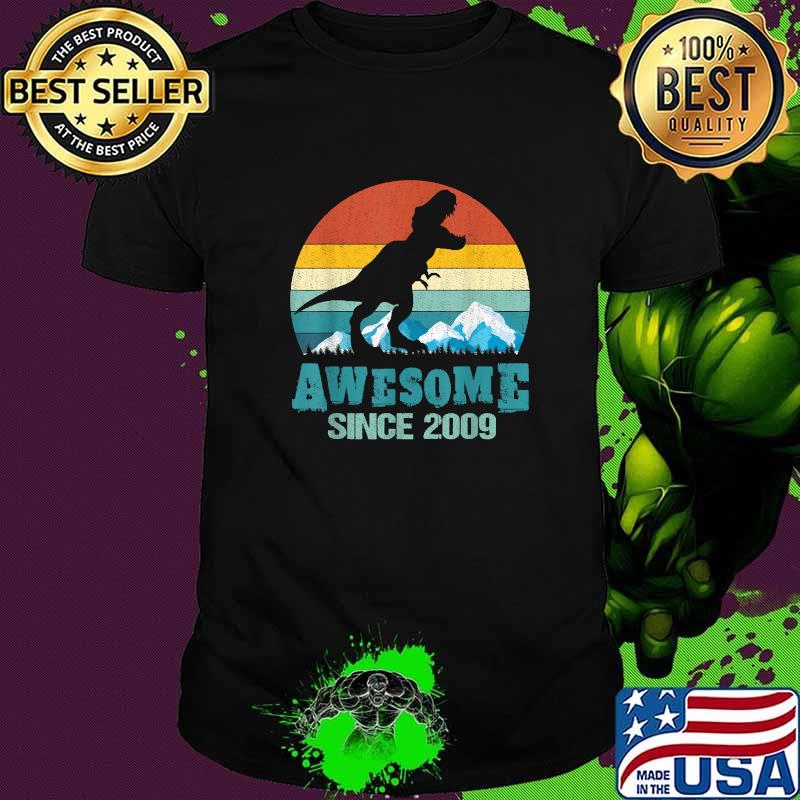 Awesome Since 2009 13th Birthday Dinosaur 13 Year Old Vintage T-Shirt