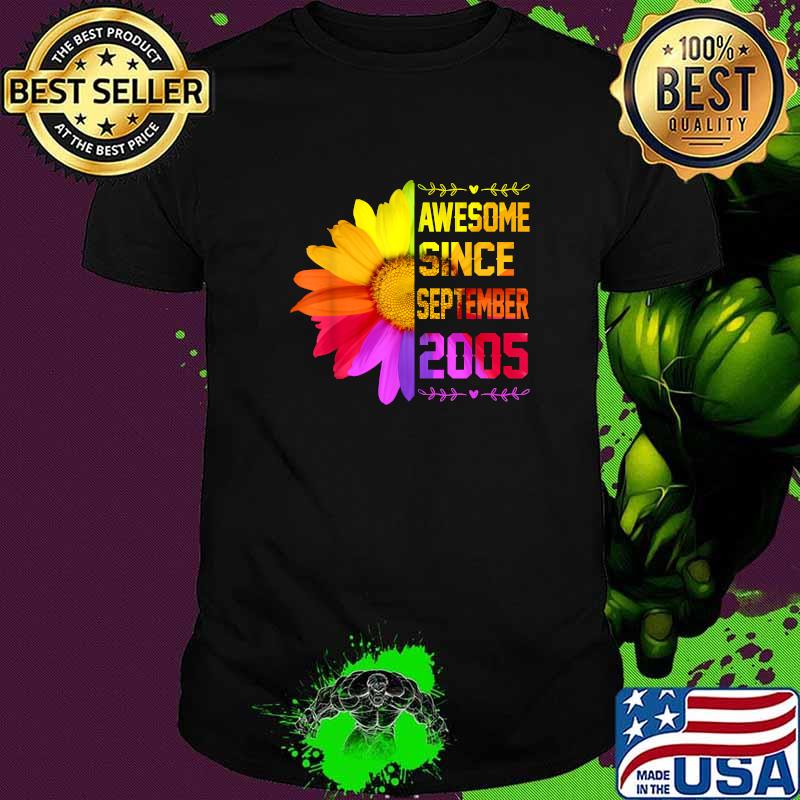 Awesome Since September 2005 16 Year Old Sunflower T-Shirt