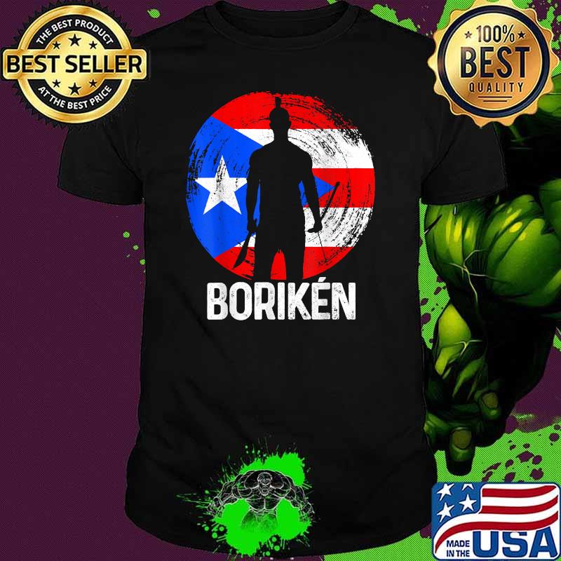 Boriken Taino Warrior Vintage Sun Puerto Rico Flag Boricua T-Shirt